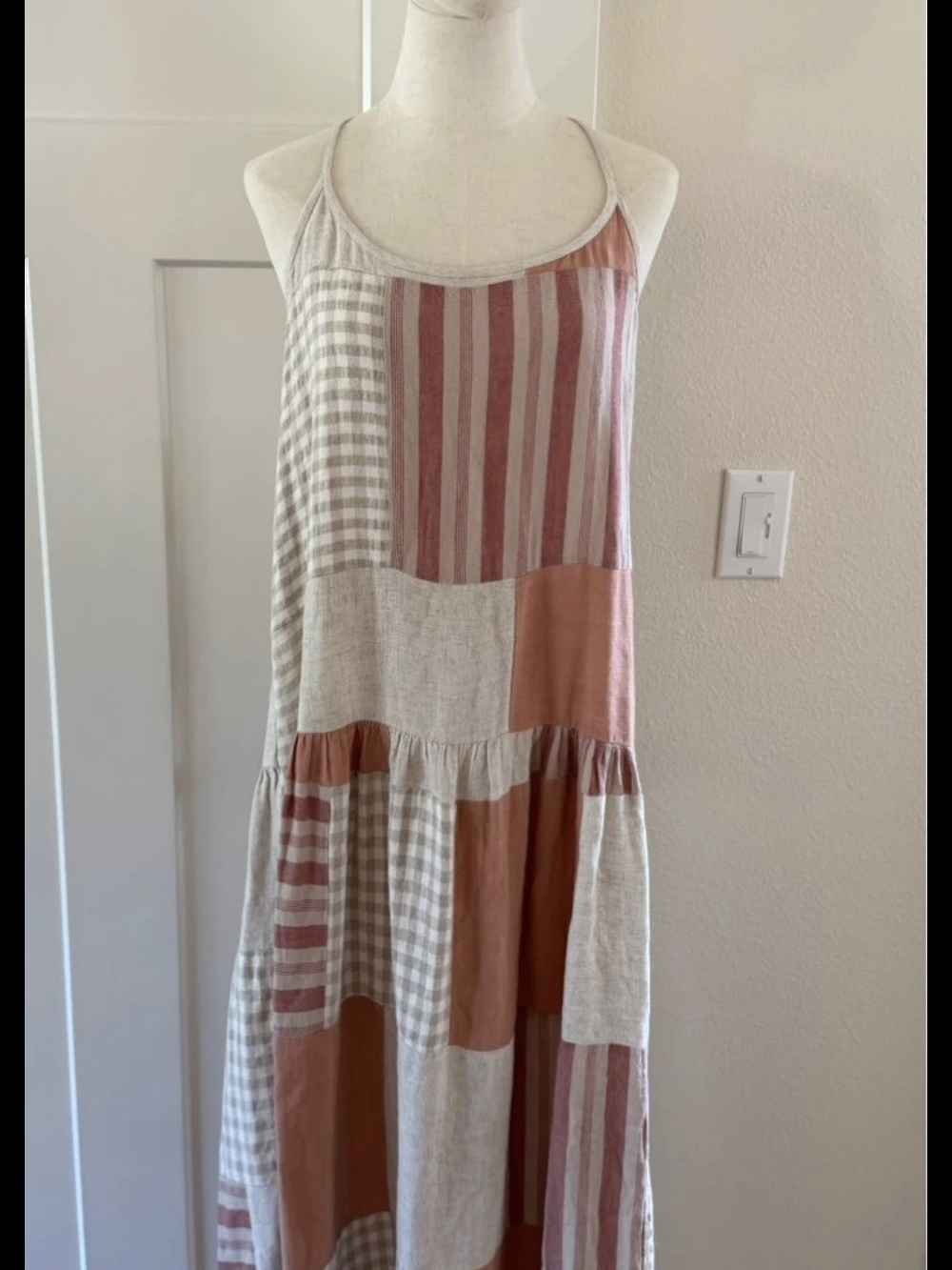 Rachel Pally Patchwork Maxi Dress in Rust and Cream